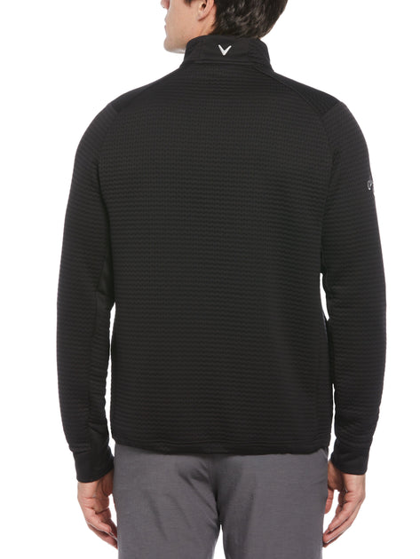 Mens Textured Midweight Stripe Half Zip Golf Shirt