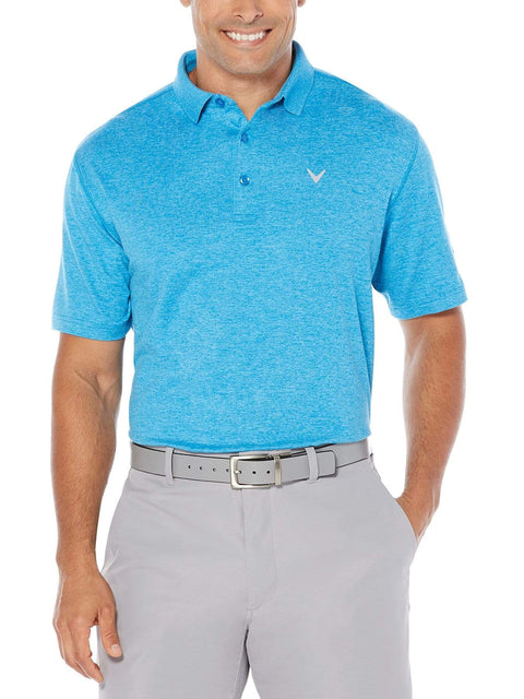 BIG & TALL COOLING HEATHERED POLO WITH CHEVRON-Polos-Callaway Apparel