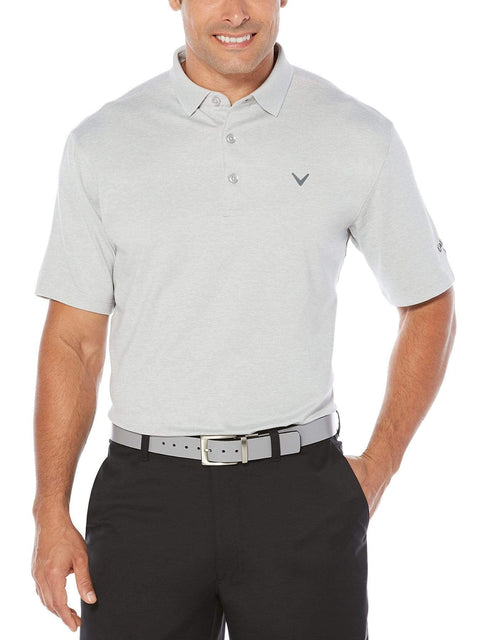 BIG & TALL COOLING HEATHERED POLO WITH CHEVRON-Polos-Callaway Apparel