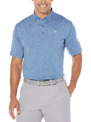 BIG & TALL COOLING HEATHERED POLO WITH CHEVRON-Polos-Callaway Apparel