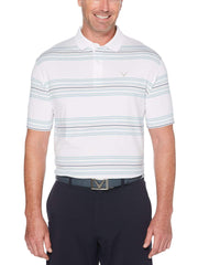 Big & Tall Cooling Regimental Space Dye Stripe Polo with Chevron-Polos-Callaway Apparel