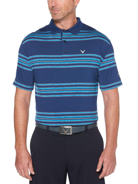 Big & Tall Cooling Regimental Space Dye Stripe Polo with Chevron-Polos-Callaway Apparel