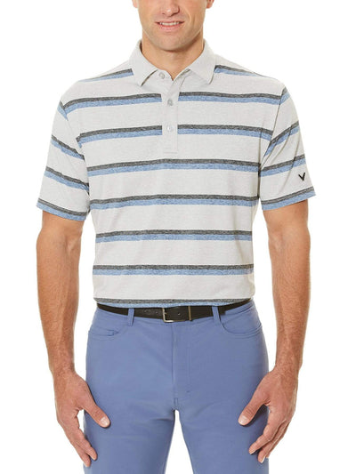 Big & Tall Opti-Soft Heather Printed Stripe Polo-Polos-Callaway Apparel