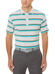 Big & Tall Opti-Soft Heather Printed Stripe Polo-Polos-Callaway Apparel