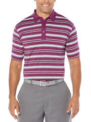 Big & Tall Opti-Soft Heather Striped Polo-Polos-Callaway