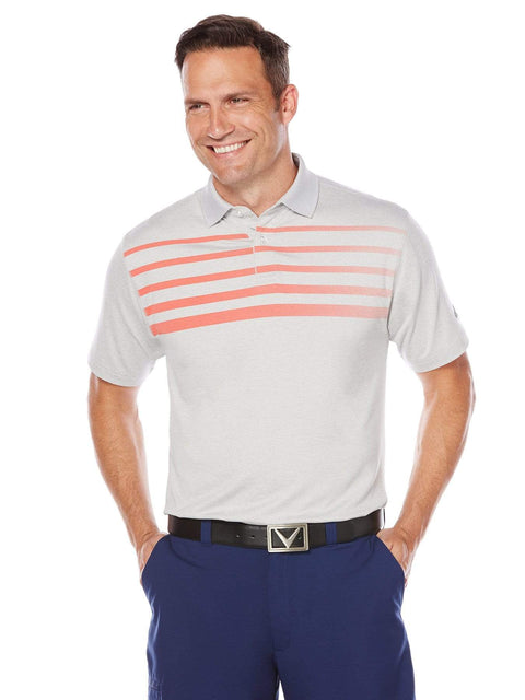 Big & Tall Opti-Soft Ombre Chest Stripe Heather Polo-Polos-Callaway Apparel