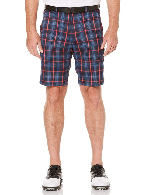 Big & Tall Opti-Stretch Printed Plaid Shorts-Shorts-Callaway Apparel