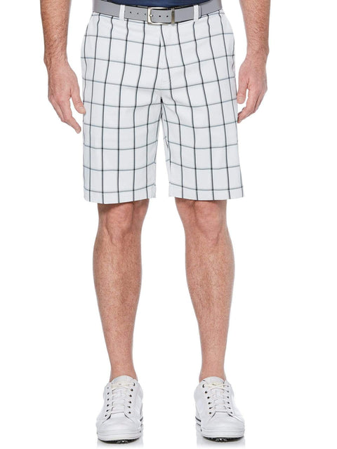 Big & Tall Stretch Herringbone Plaid Short with Active Waistband-Shorts-Callaway Apparel