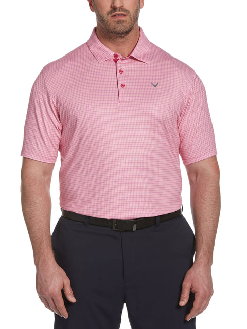 Big Tall Tattersall Swing Tech Polo-Polos-Callaway