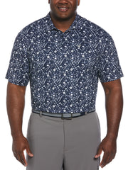 Big & Tall Short Sleeve All Over Tee Time Print Polo-Polos-Callaway