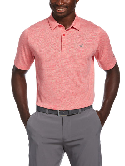 Short Sleeve All Over Tee Time Print Polo (Teaberry Htr) 