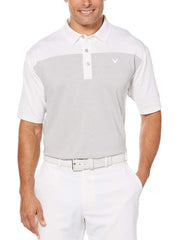 Big & Tall Ventilated Heathered Color Block Polo with Chevron Polos