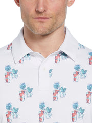 Mens 19th Hole Drink Print Polo (Bright White) 