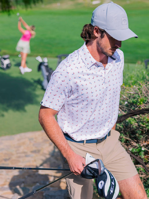 Mens Abstract Chevron Print Polo