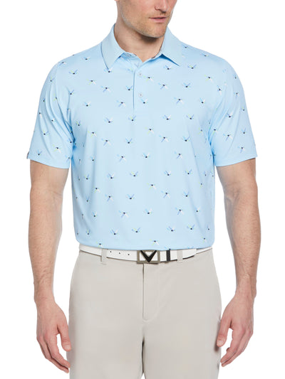 Mens All Over Birdie Print Polo (Arctic  Paradise) 