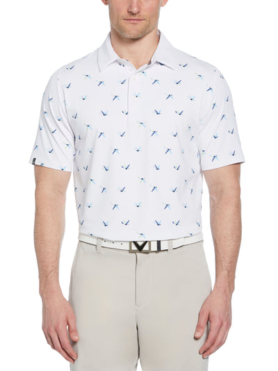 Mens All Over Birdie Print Polo (Bright White) 