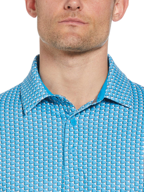 Chevron Geo Print Golf Polo (Hawaiian Surf) 