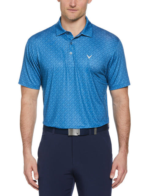 Chevron Print Golf Polo (Vallarta Blue) 