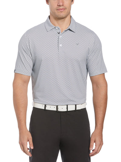 Short Sleeve All Over Tee Time Print Polo (Caviar) 