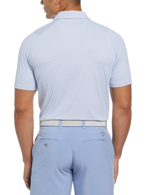 Short Sleeve All Over Tee Time Print Polo (Chambray) 