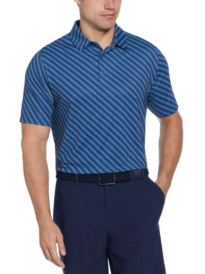 Mens Chevron Twill Print Polo (Galaxy Blue) 