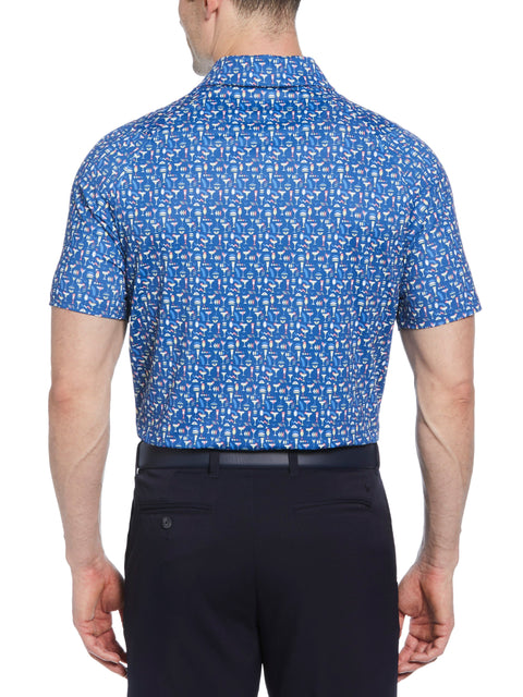 Mens Cocktail Print Polo (Galaxy Blue) 