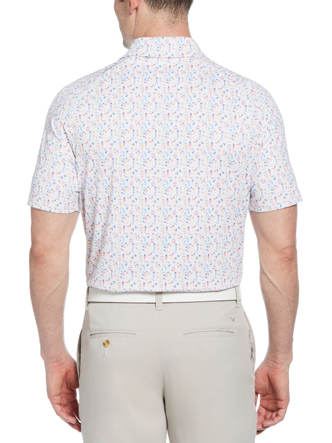 Mens Cocktail Print Polo (Bright White) 