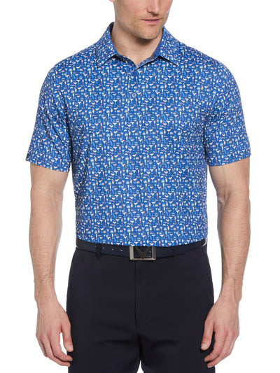 Mens Cocktail Print Polo (Galaxy Blue) 