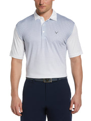 Geo Gradient Print Golf Polo (Bright White) 