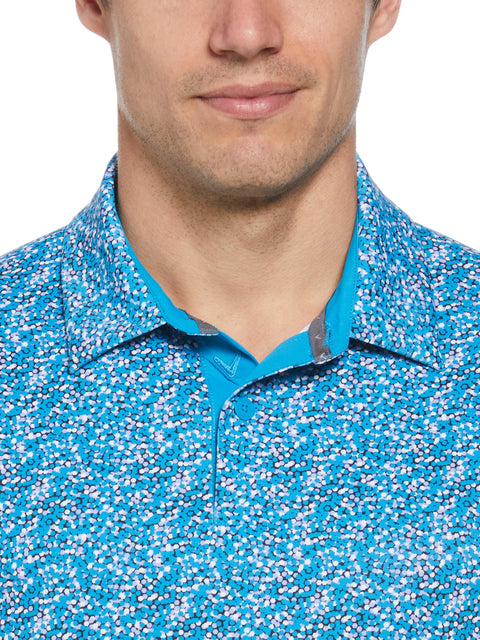 Hexagon Confetti Print Golf Polo (Hawaiian Surf) 