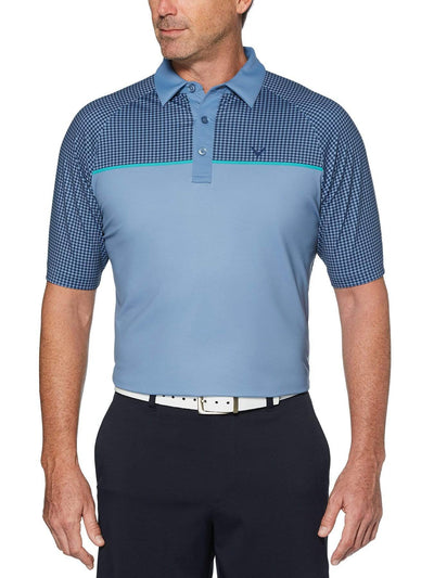 Mens Houndstooth Chest Print Golf Polo Polos