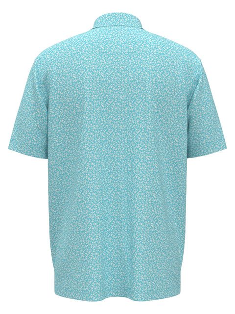 Linear Chevron Print Golf Polo (Blue Radiance) 