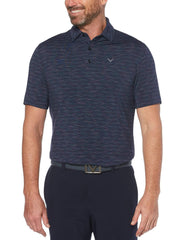 Mens Marled Texture Stripe Polo Polos