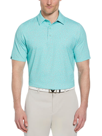 Mens Micro Floral Print Polo (Neptune Green) 