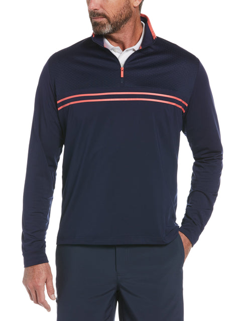 Mens Mixed Media Quarter Zip Pullover-Polos-Callaway