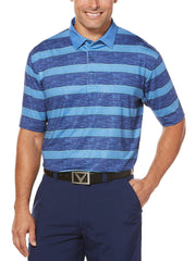 Mens Opti-Dri Heathered Rugby Stripe Polo-Polos-Callaway