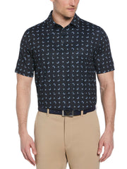 Mens Abastract Chevron Print Polo (Caviar) 