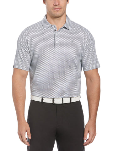 Mens Short Sleeve All Over Tee Time Print Polo