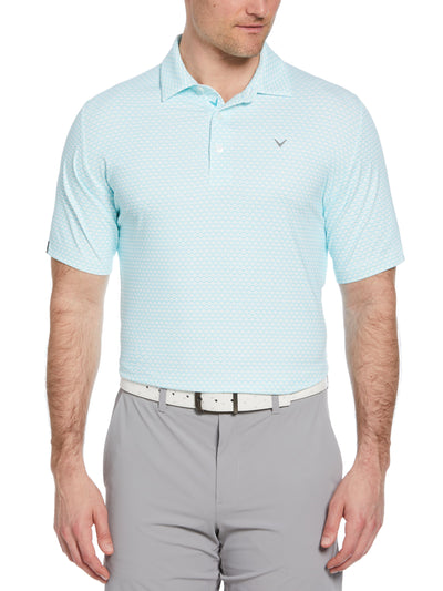 Mens Short Sleeve All Over Tee Time Print Polo-Polos-Callaway