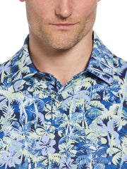 Mens Sunrise Confetti Print Polo (Peacoat) 