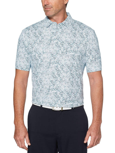 Mens Textured Print Polo Polos