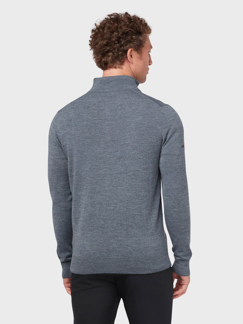 Quarter Zip Blended Merino Jumper (Steel Heather) 