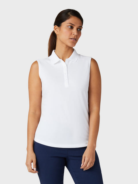 Sleeveless Solid Knit Polo (Bright White) 