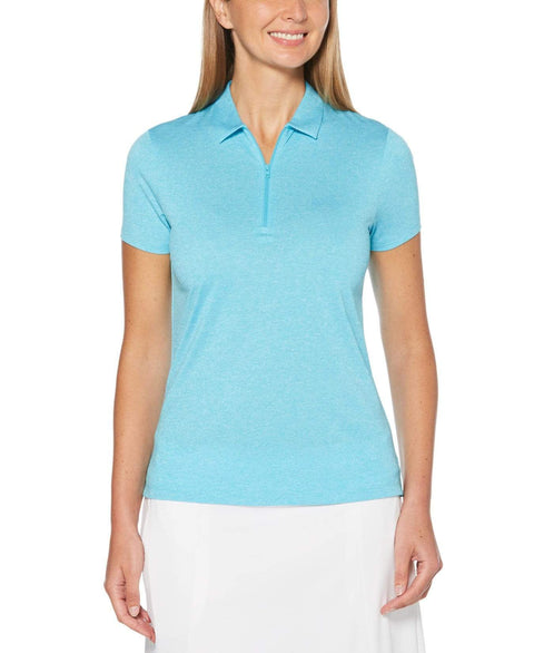 Womens 1/4 Zip Heather Polo-Polos-Callaway Apparel