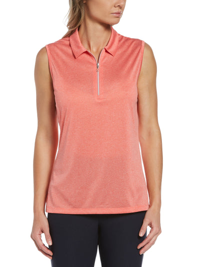 Womens 1/4 Zip Sleeveless Heather Polo-Polos-Callaway