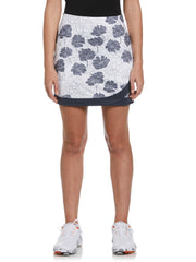 17" Cutout Floral Print Wrap Golf Skort (Brilliant White) 