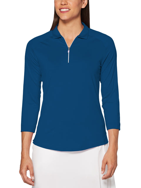 Womens 3/4 Sleeve Swing Tech Shadow Stripe Polo-Polos-Callaway