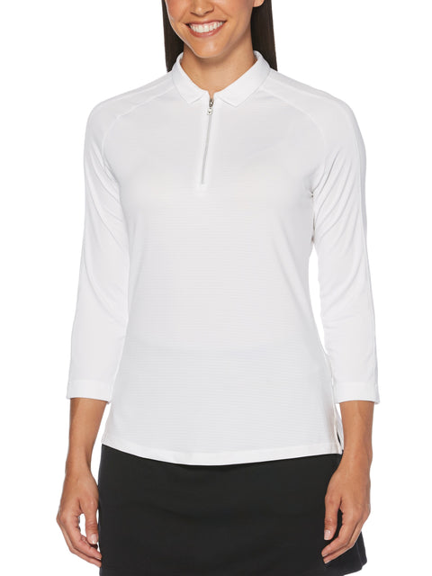 Womens 3/4 Sleeve Swing Tech Shadow Stripe Polo-Polos-Callaway