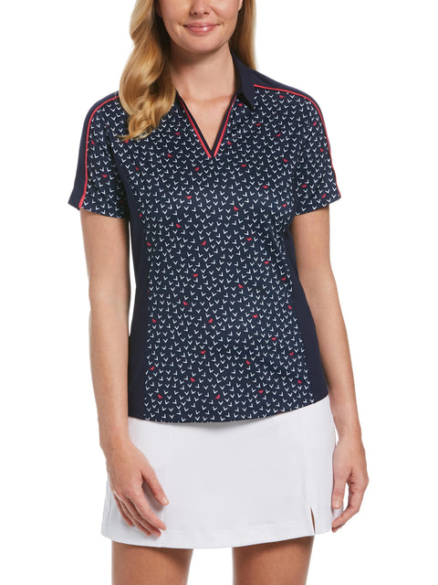 Womens Chevron Bird Print Golf Shirt-Polos-Callaway