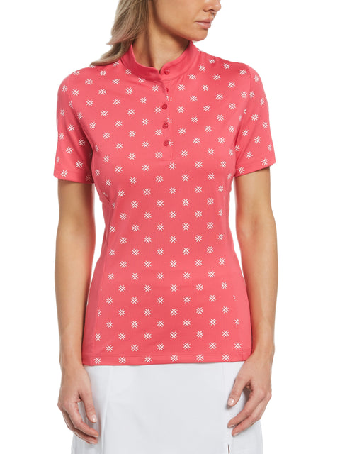 Womens Chevron Floral Print Golf Shirt-Polos-Callaway